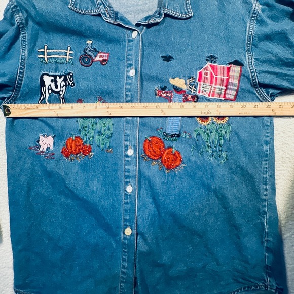 Vintage Speed Limit Denim Shirt Farm Embroidery Countrycore Western L Fall - Picture 7 of 9